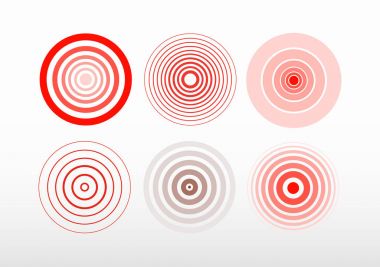 Kalın ve ince kırmızı halka kümesi. Ağrı daire. Ağrı sembolü. Tıbbi tasarımlarınız için. Vektör çizim. Beyaz arka plan üzerinde izole