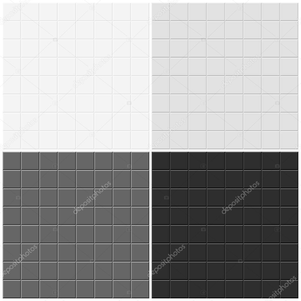 Set of white, gray, black and white horizontal background with tiles. Vector seamless pattern. Isolated on white background