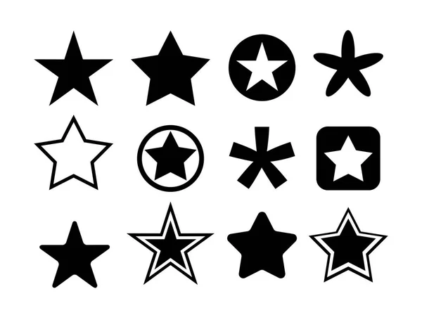 黒の星のアイコン ロゴのセットです。ベクトルの図。白い背景に分離 — ストックベクタ