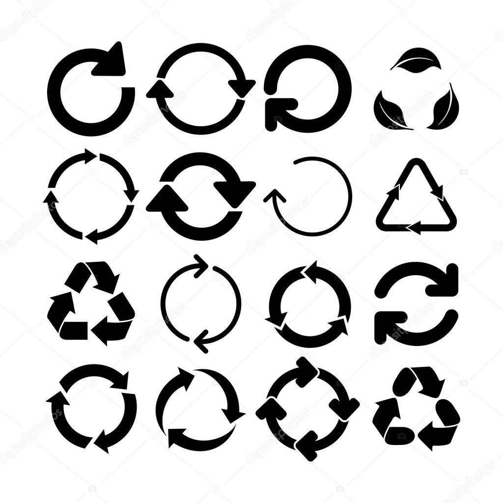 Set of circle arrow icon. Refresh and reload rotation arrow icon. Vector illustration. Isolated on white background