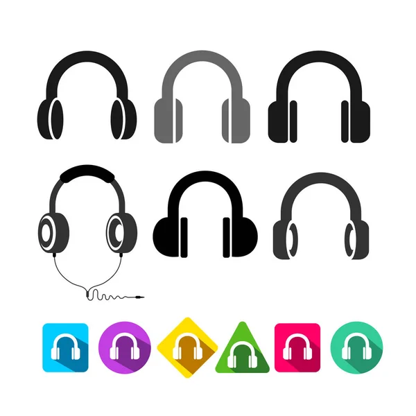 Set de auriculares icono en estilo plano de moda. Ilustración vectorial. Aislado sobre fondo blanco — Vector de stock