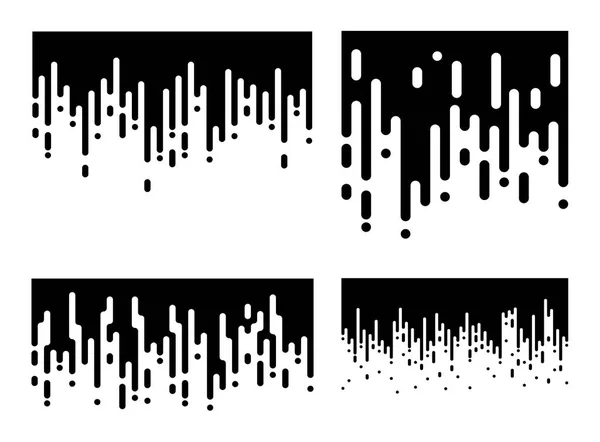 하프톤 추상적인 벽지 패턴의 집합입니다. 현대 평면 웹 사이트 디자인에 대 한 흑인과 백인 불규칙 한 둥근된 라인 배경. 벡터 일러스트입니다. 흰색 배경에 고립 — 스톡 벡터