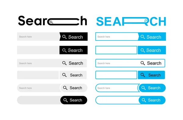 Conjunto de barra de pesquisa ui template. Design plano. Ilustração vetorial. Isolado sobre fundo branco — Vetor de Stock