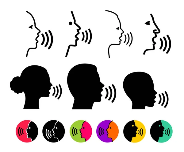 一套语音识别概念薄时尚的标志。语音控制黑线, 在线, 平面适应设计的网站, 移动应用程序, 网站。矢量插图。在灰色背景上隔离. — 图库矢量图片