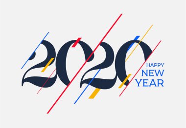 2020 Mutlu yeni yıl tasarım şablonu. Takvim için logo tasarımı, g