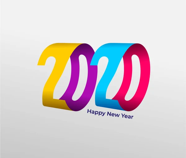 Feliz Año Nuevo de color 2020 diseño de texto. Portada de diario de negocios para 2020 con deseos. Plantilla de diseño de folleto, tarjeta, banner. Ilustración vectorial. Aislado sobre fondo blanco . — Vector de stock