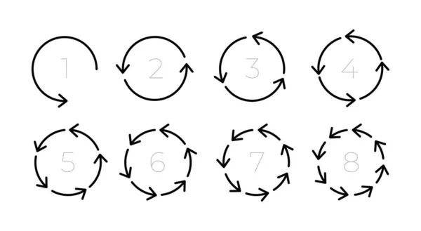 Conjunto Setas Circulares Sinal Ícone Ilustração Vetorial Isolado Sobre Fundo — Vetor de Stock