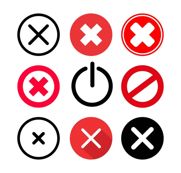 Set of cancel icon. Cancel sign symbol vector illustration. Isolated on white background. — Stock Vector