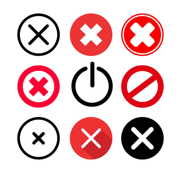 Set of cancel icon. Cancel sign symbol vector illustration. Isolated on white background.