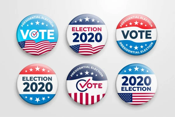 Conjunto 2020 Estados Unidos América Diseño Botón Elección Presidencial Votación — Archivo Imágenes Vectoriales