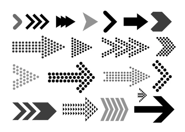 Ensemble Flèches Noires Nouveau Style Icône Flèche Collection Avec Style — Image vectorielle
