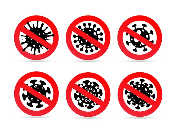 Set Stop Coronavirus Sign Caution Coronavirus Coronavirus Outbreak Coronavirus Danger — Stock Vector