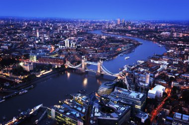 Tower Bridge, İngiltere ile Londra hava görüntüsü