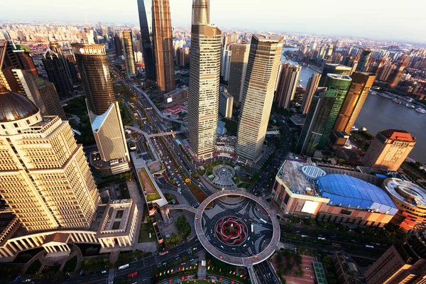 Zonsondergang tijd van Shanghai, China — Stockfoto