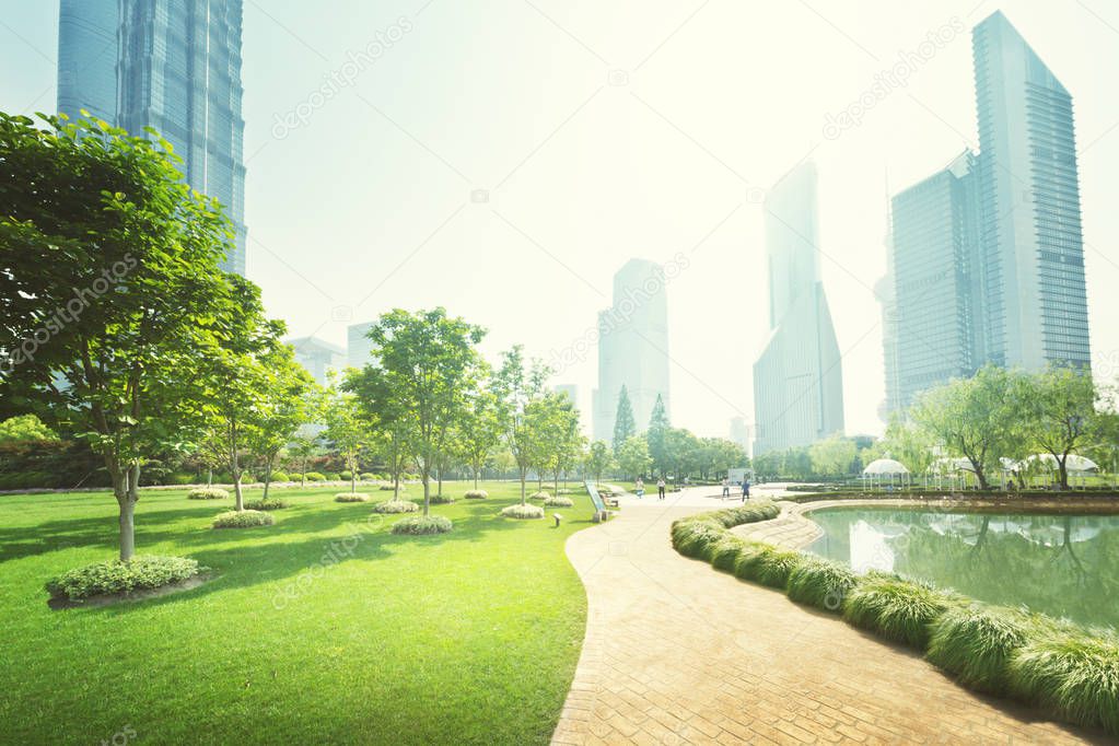 park in lujiazui financial center, Shanghai, China