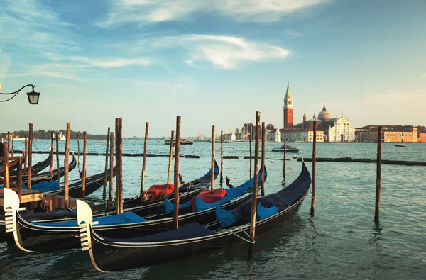 San Giorgio Maggiore Kirche und Boote, Venedig, Italien — Stockfoto