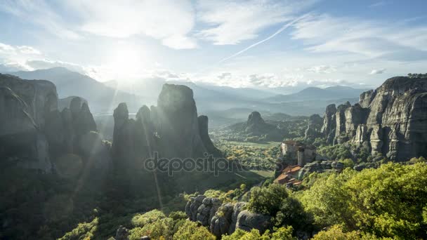 Timelapse Meteora kloosters in Griekenland — Stockvideo