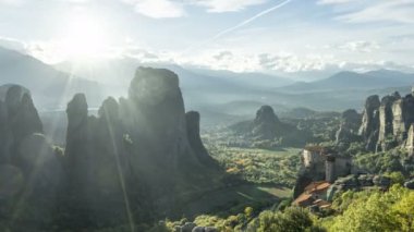 Timelapse Meteora manastırları Yunanistan