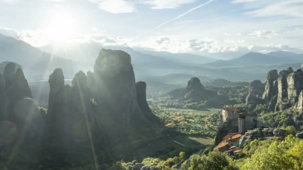 Timelapse Meteora monasteries in Greece — Stock Video