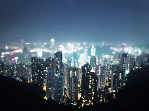 Hong Kong z Victoria peak, ltilt posun Foto — Stock fotografie