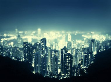  Hong Kong'dan Victoria peak, ltilt shift fotoğraf