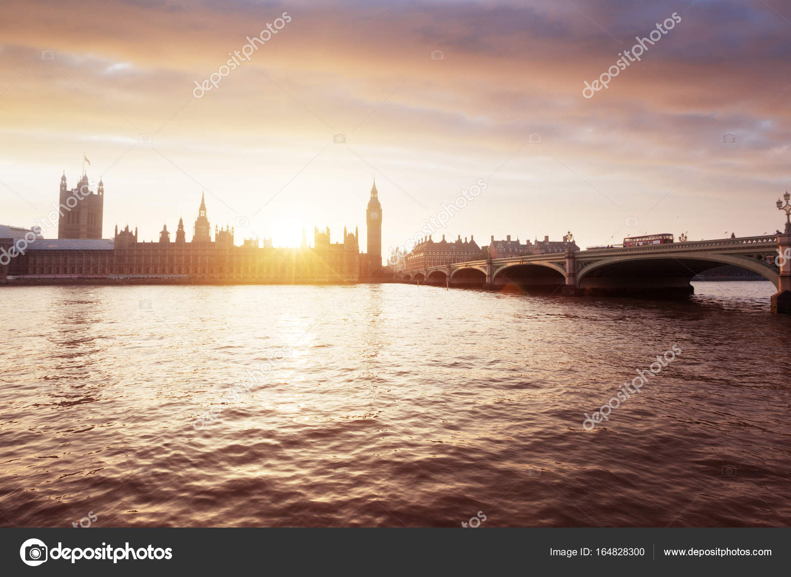 Big Ben Et Westminster Au Coucher Du Soleil Londres