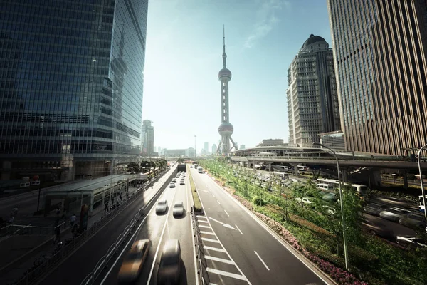 Road in Shanghai lujiazui financial center — Stock Photo, Image