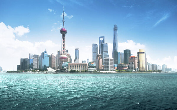 Shanghai skyline in sunny day, China