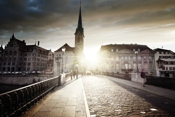 City center of Zurich with famous Fraumunster Church, Switzerlan — Stock Photo, Image