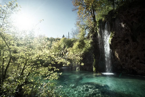 Cascata nella foresta, Laghi di Plitvice, Croazia — Foto Stock