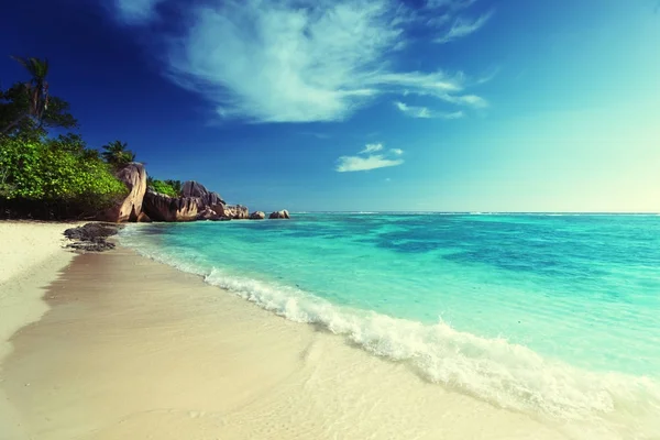 Anse Fonte d 'Argent praia, La Digue ilha, Seyshelles — Fotografia de Stock