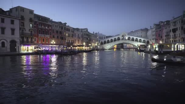 Grand Canal Sunset Time Rialto Bridge Venice Italy — Stock Video
