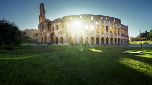 Coliseu Roma Sol Manhã Timelapse — Vídeo de Stock