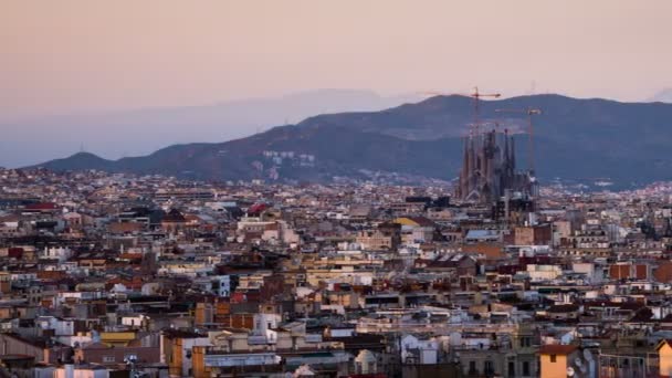 Barcelona Bei Sonnenuntergang Spanien Zeitraffer — Stockvideo