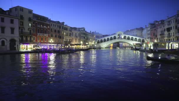 Canal Grande Tramonto Ponte Rialto Venezia Italia — Video Stock