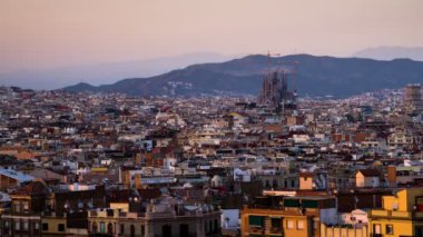 Barcelona günbatımı zamanı, İspanya, timelapse