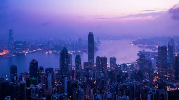 タイムラプス ビクトリア ピーク 香港からの日の出 — ストック動画