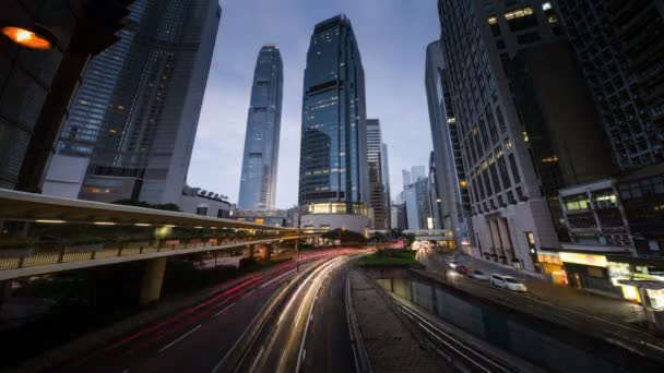 Hiperlapso Tráfico Hong Kong Atardecer Lente Ultra Ancha — Vídeos de Stock