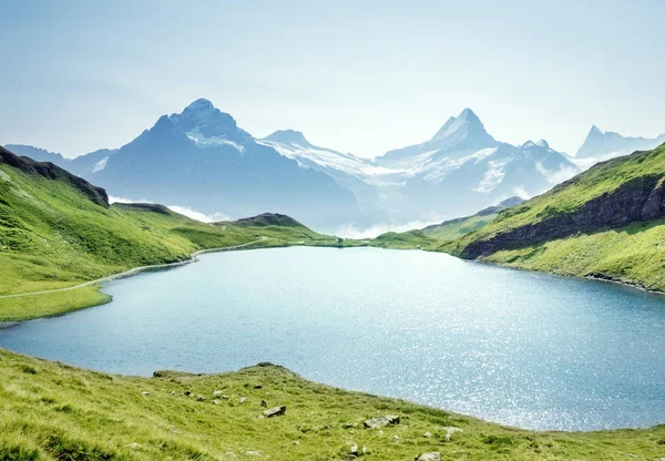 Schreckhorn ve Wetterhorn Bachalpsee Gölü, Bernese Oberland — Stok fotoğraf