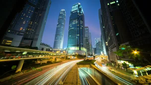 Hyper Lapse Traffic Hong Kong Sunset Time Ultra Wide Lens — Stock Video