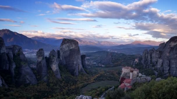 Görögország Timelapse Meteora Kolostorok — Stock videók