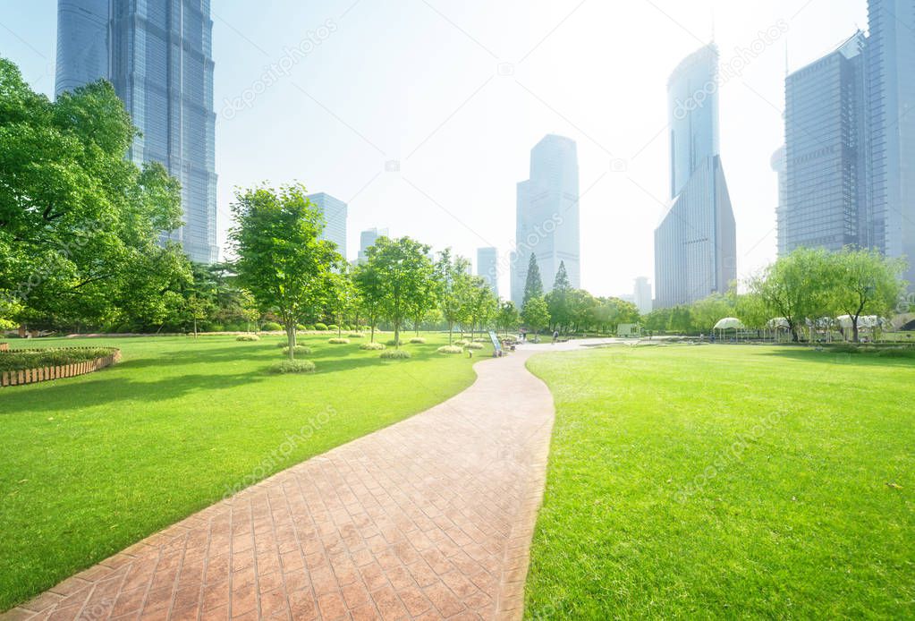 park in lujiazui financial center, Shanghai, China