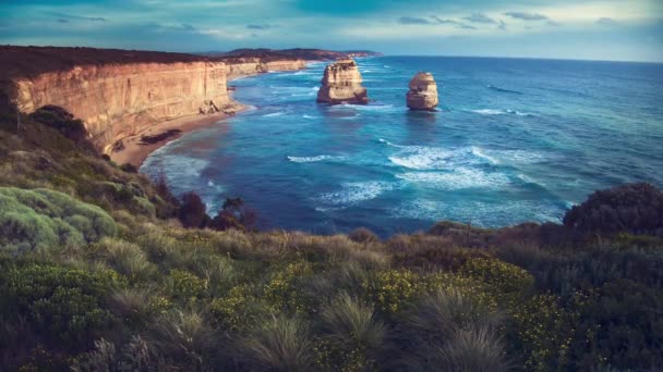 Dvanáct apoštolů, po západu slunce, Austrálie — Stock video