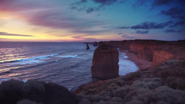 Dvanáct apoštolů, po západu slunce, Austrálie — Stock video