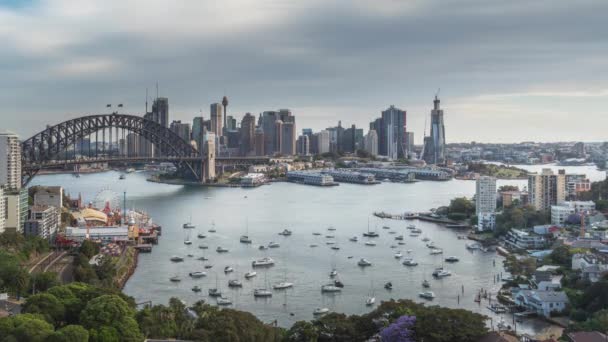 Atardecer, lapso de tiempo del puerto de Sydney, Nueva Gales del Sur, Australia — Vídeo de stock