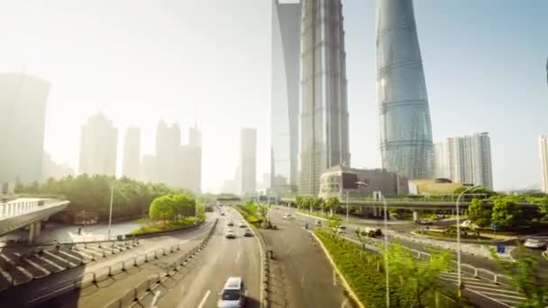 Hyper lapse, Pudong finanční okres Šanghaj, Čína — Stock video