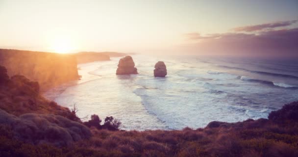 Douze apôtres, l'heure du lever du soleil, Australie — Video