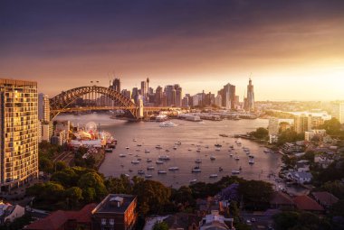 sunset,  Sydney harbor, New South Wales, Australia clipart