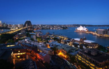 Sydney 'nin Avustralya' daki Liman Köprüsü 'ndeki hava görüntüsü.