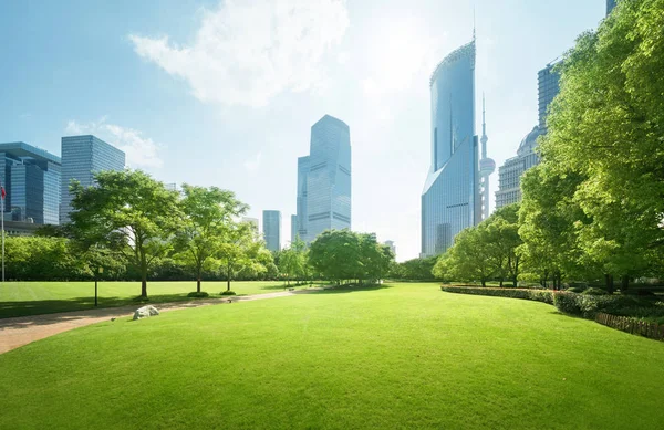 Grünfläche, Lujiazui Central, Shanghai, China — Stockfoto